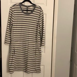 Grey & Cream Striped Dress